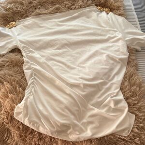 Elegant white Top with Gold Accents